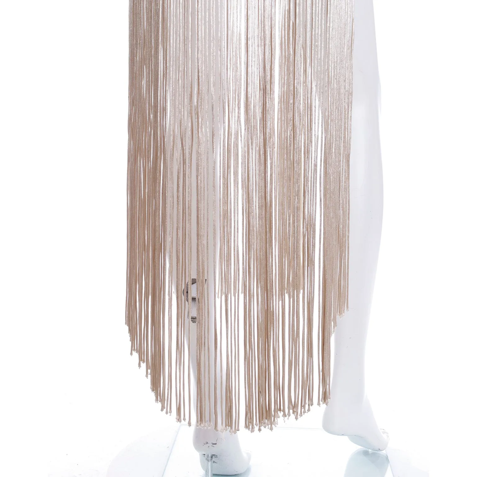 1970s Silky Soft Gold Long Vest With Fringe & Fish Scale Embroidery