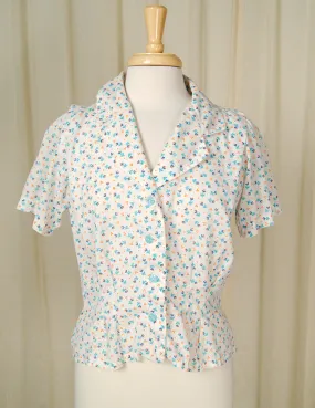 80s does 1940s Floral Blouse