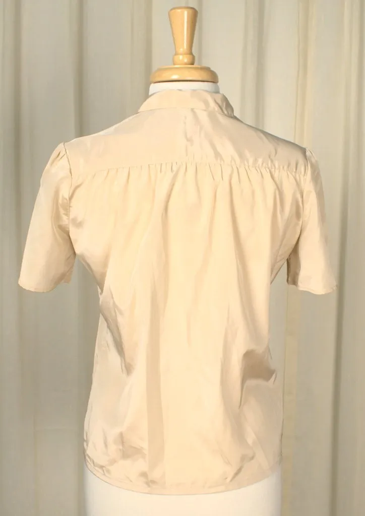 80s does 1940s Tan Silky Blouse