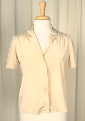 80s does 1940s Tan Silky Blouse