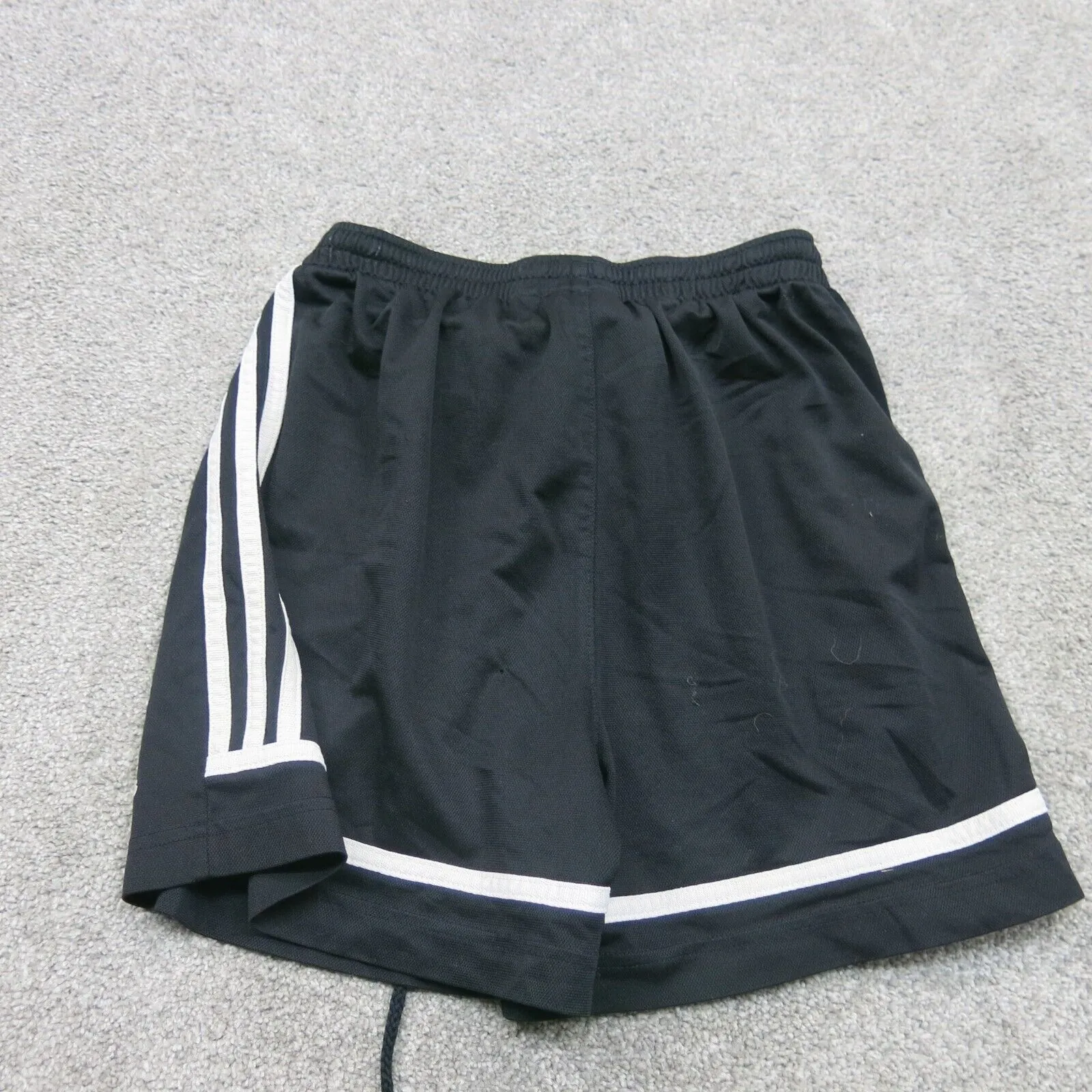 Adidas Running Shorts Boys Large Black White 3 Striped Activewear Logo Shorts