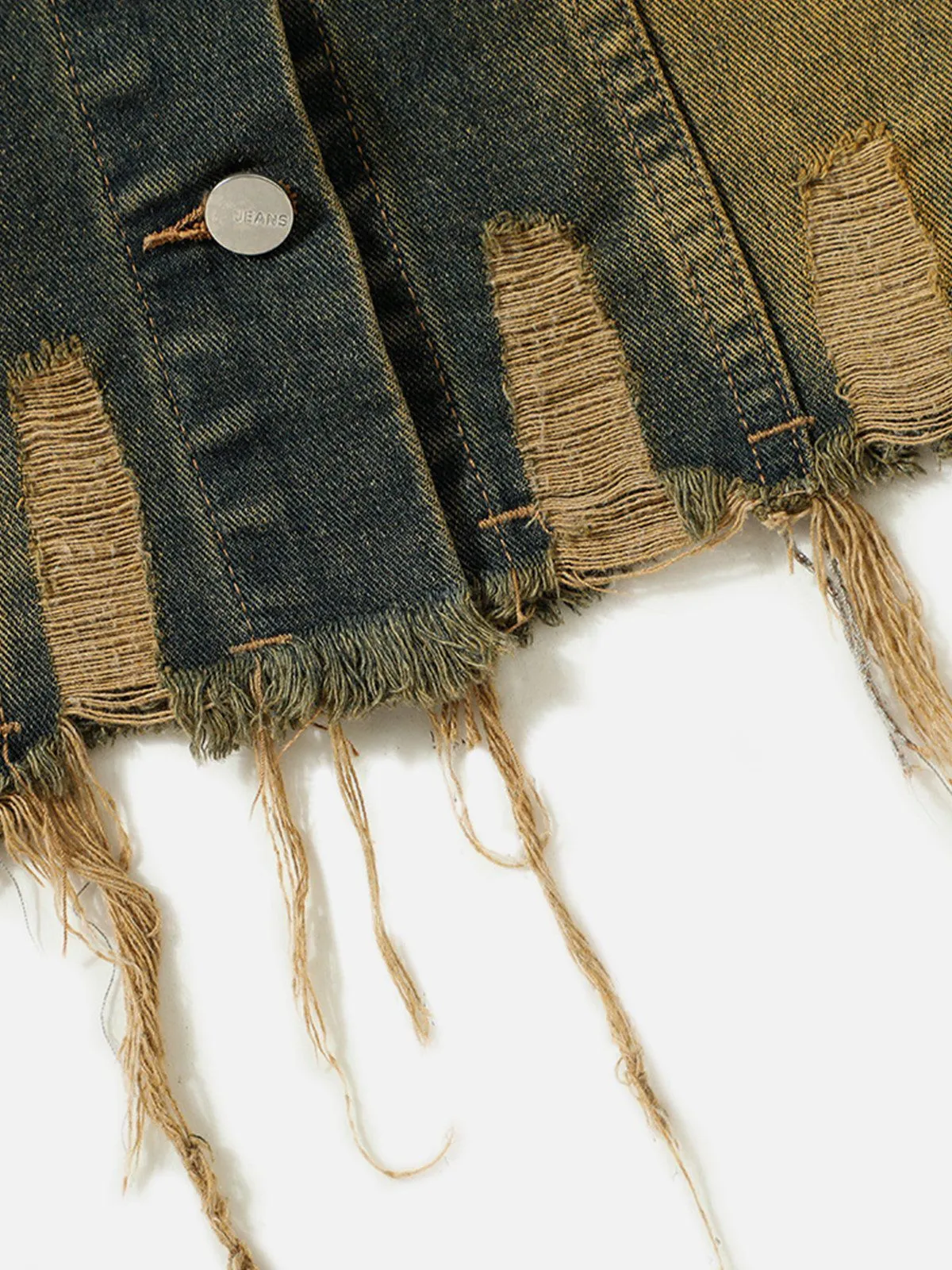 Aelfric Eden Distressed Fringe Washed Denim Vest