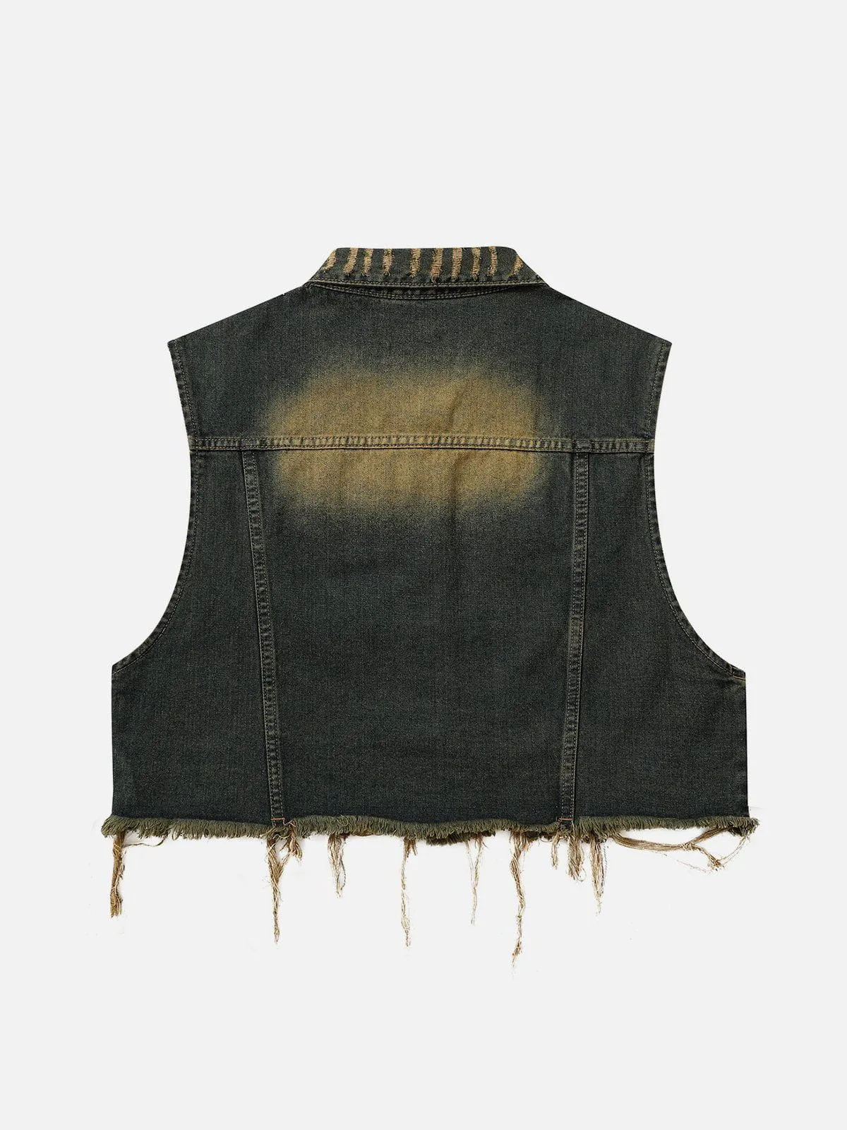 Aelfric Eden Distressed Fringe Washed Denim Vest