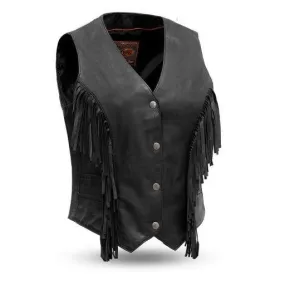 Apache Women's Motorcycle Fringe Leather Vest