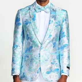 Aqua Floral Prom Blazer