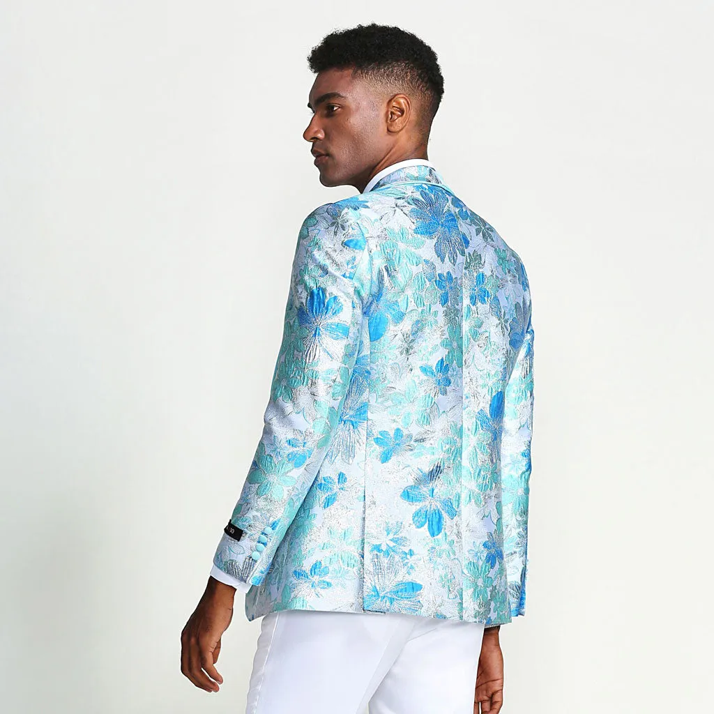 Aqua Floral Prom Blazer