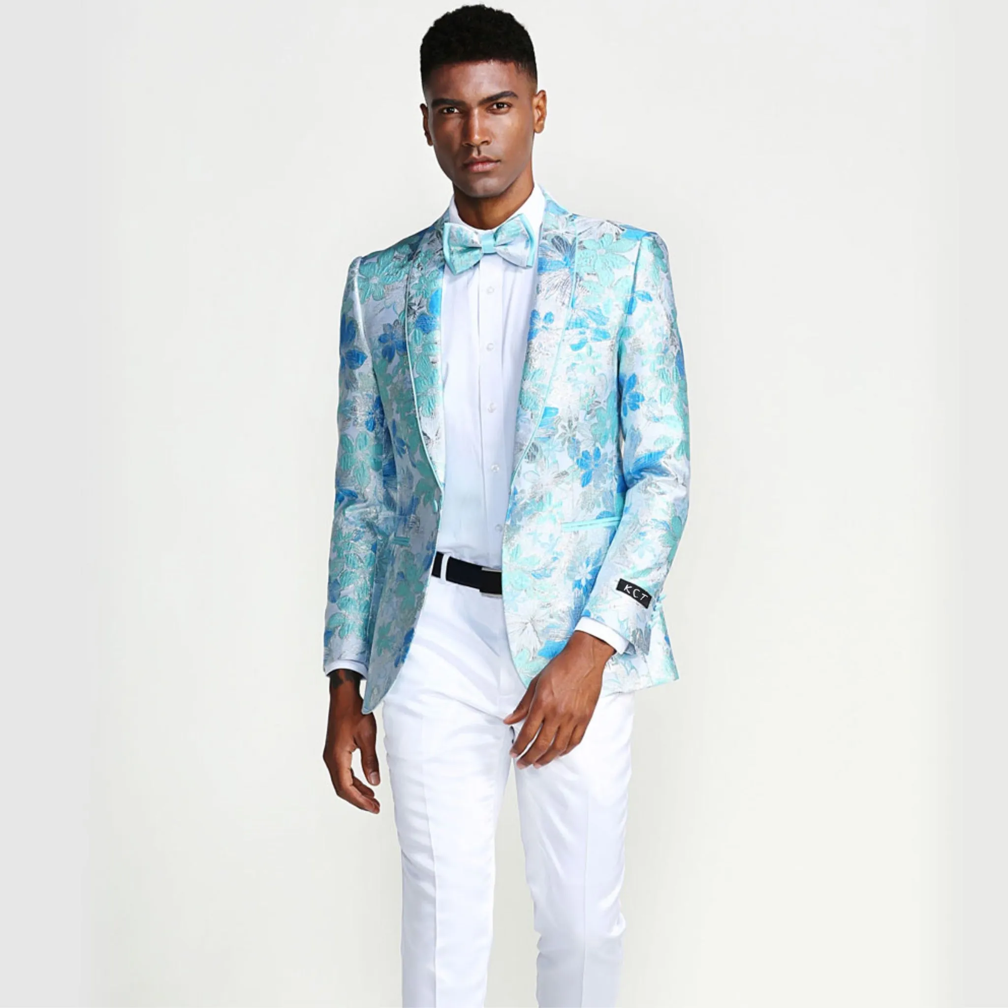 Aqua Floral Prom Blazer