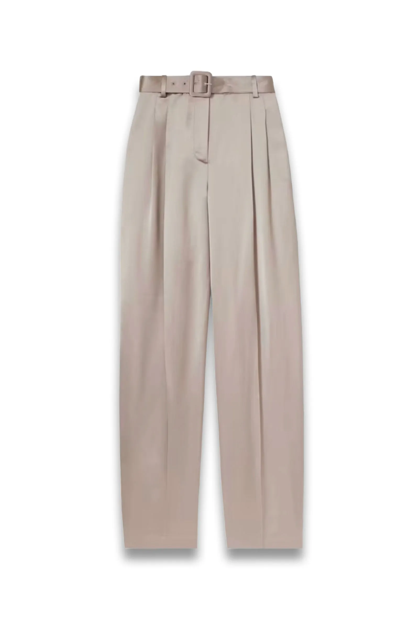 Atelier Belted Satin Trousers in Champagne