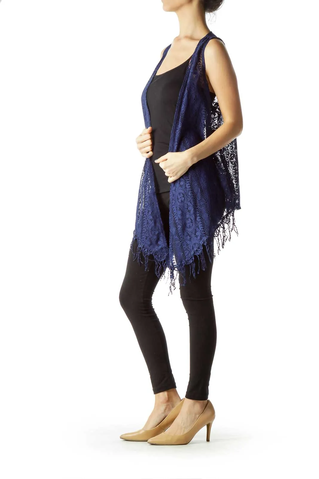 Blue Lace Fringe Vest