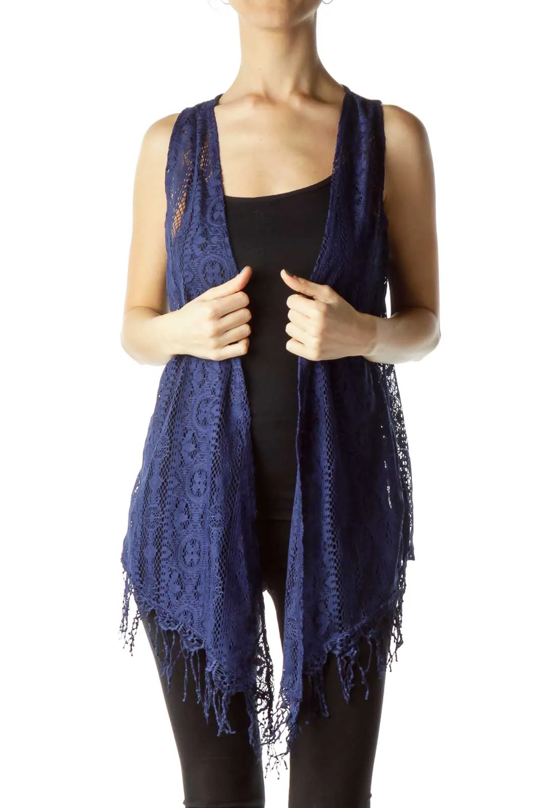 Blue Lace Fringe Vest