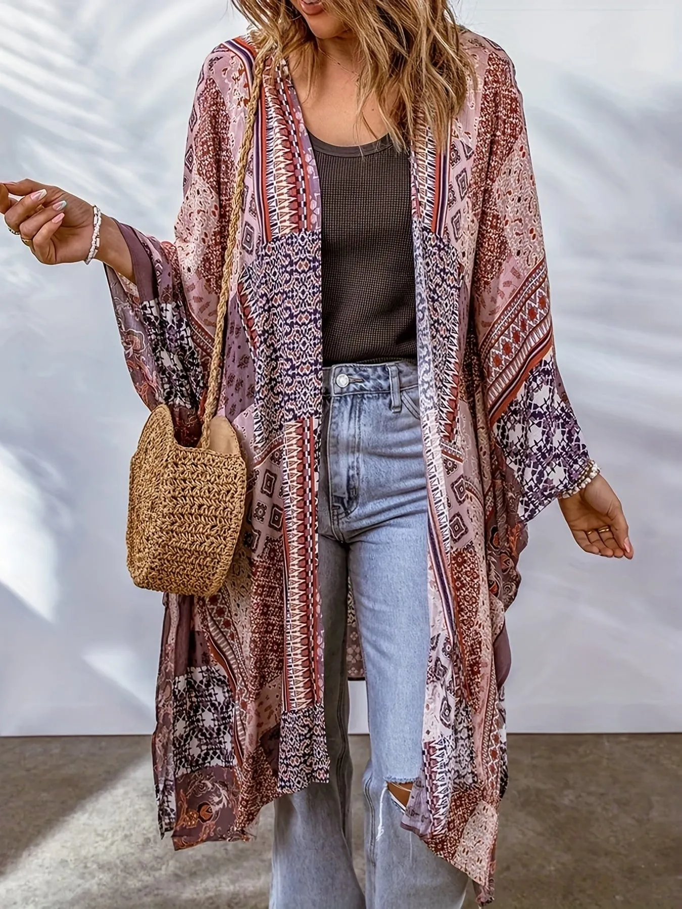 Burgundy and White Plaid Shirt Dress