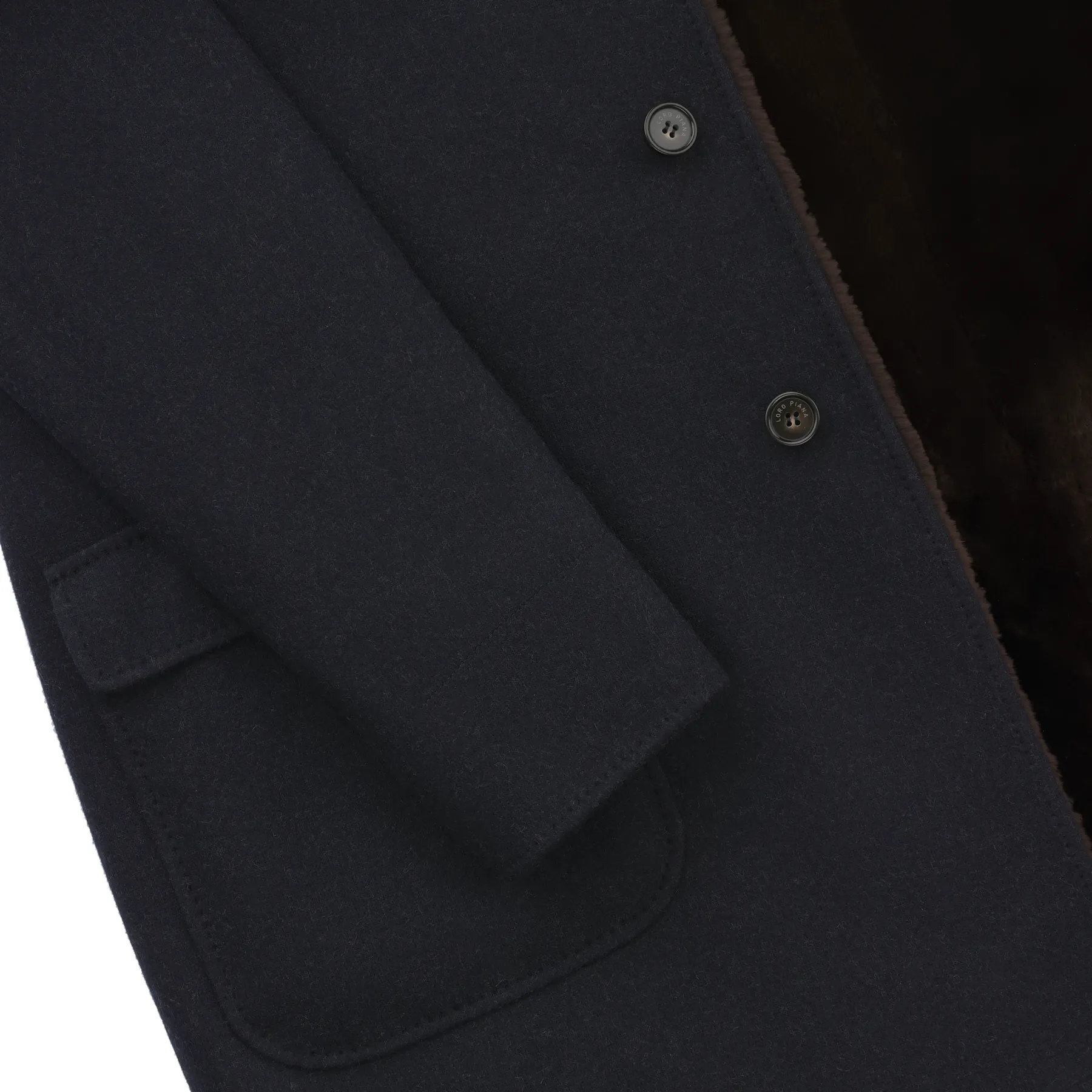 Cashmere-Blend Coat with Nutria Fur Lining in Dark Blue