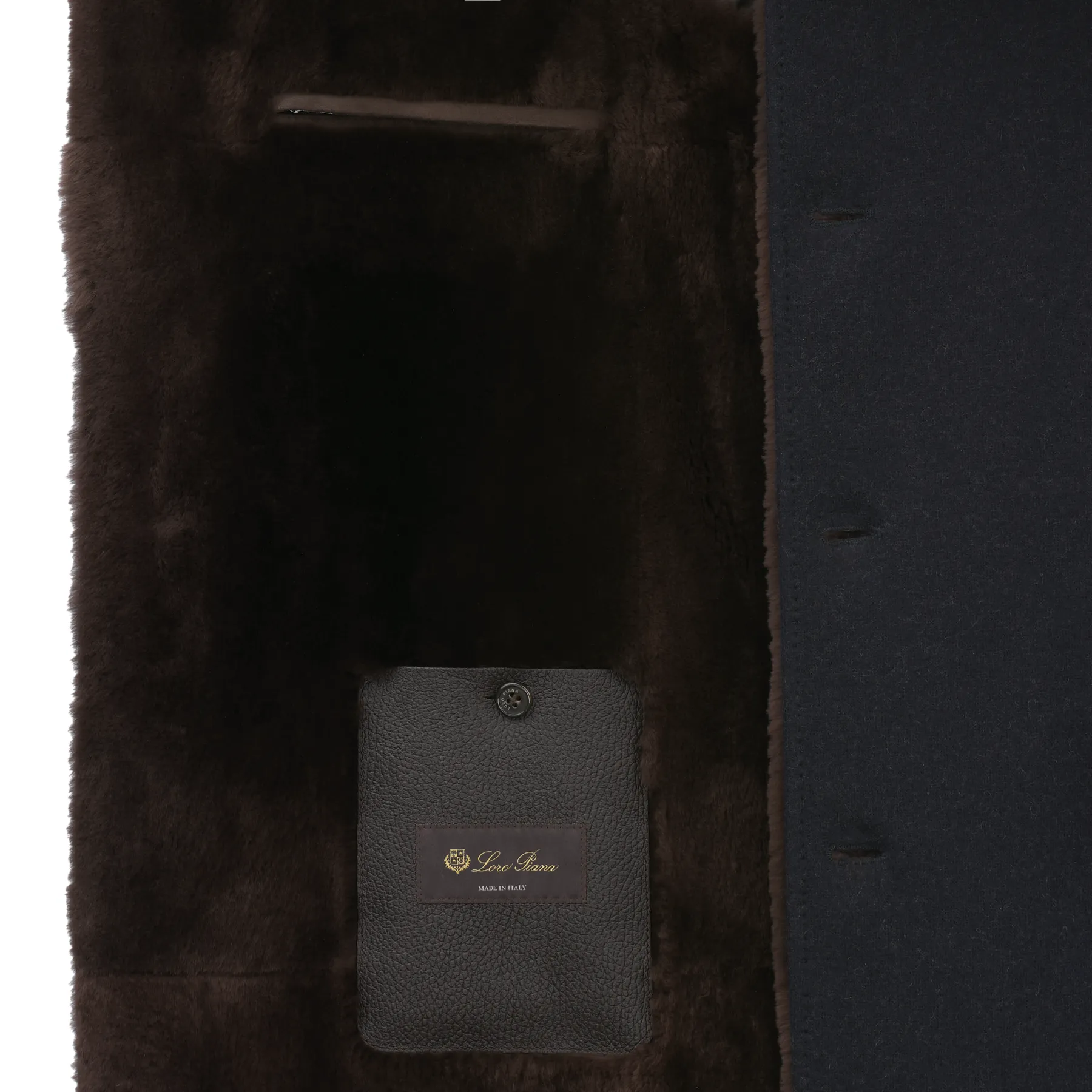 Cashmere-Blend Coat with Nutria Fur Lining in Dark Blue