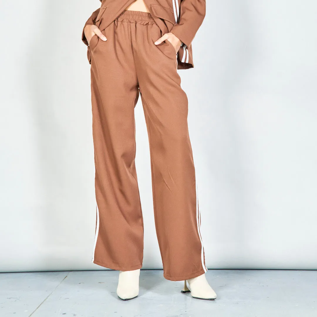 Classic tailored blazer and elastic-waist trouser set wholesale