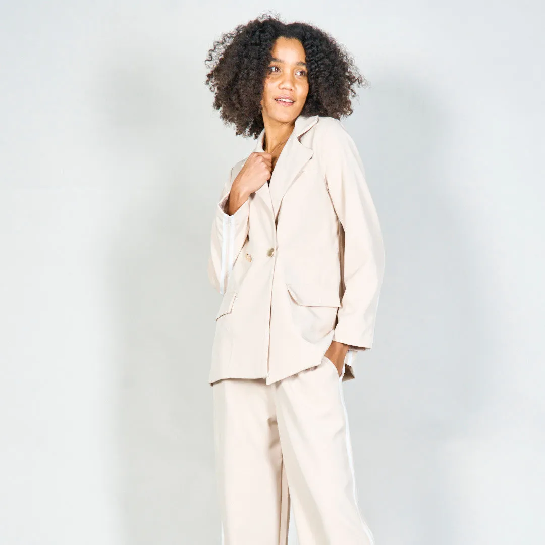 Classic tailored blazer and elastic-waist trouser set wholesale