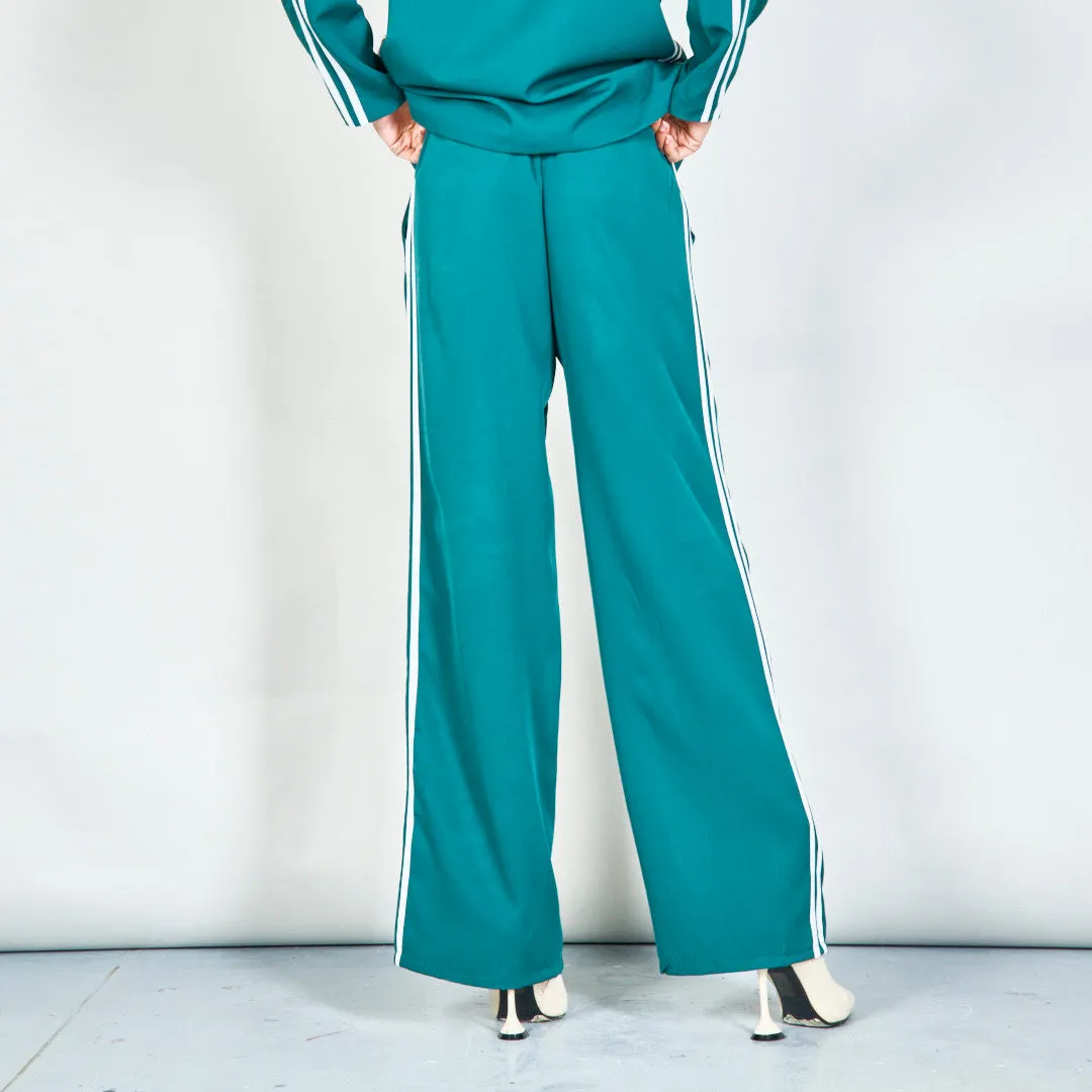 Classic tailored blazer and elastic-waist trouser set wholesale