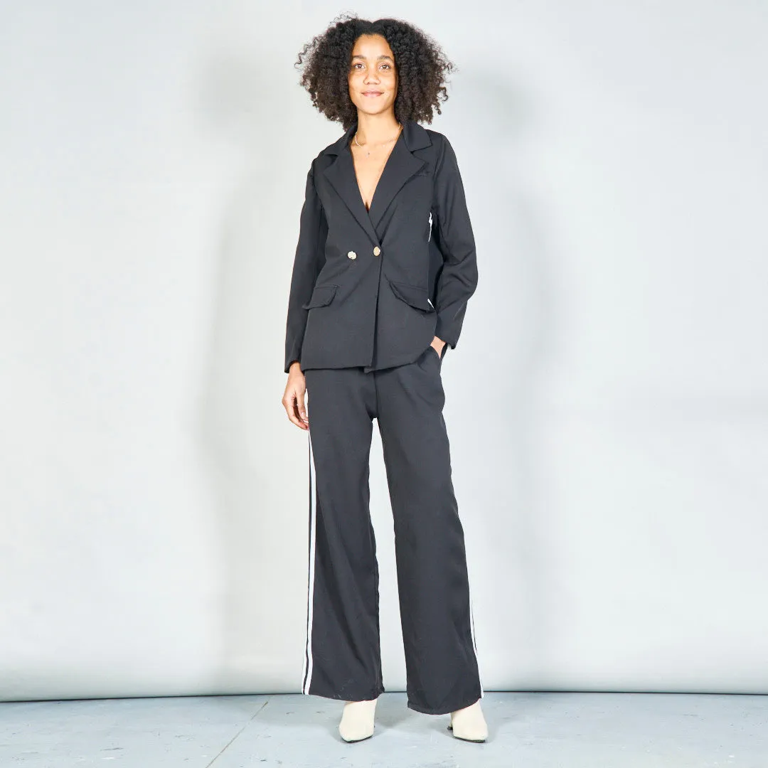 Classic tailored blazer and elastic-waist trouser set wholesale