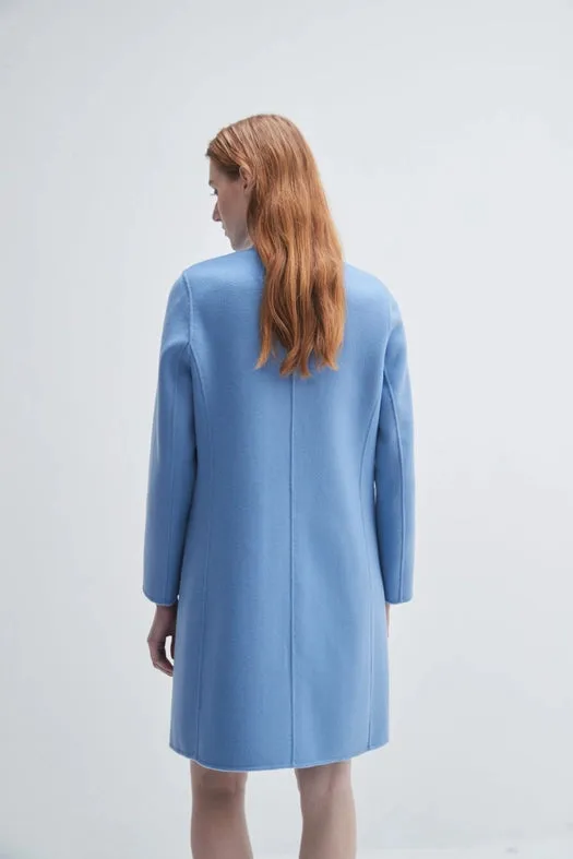 Crystal Button Lady Coat Light Blue