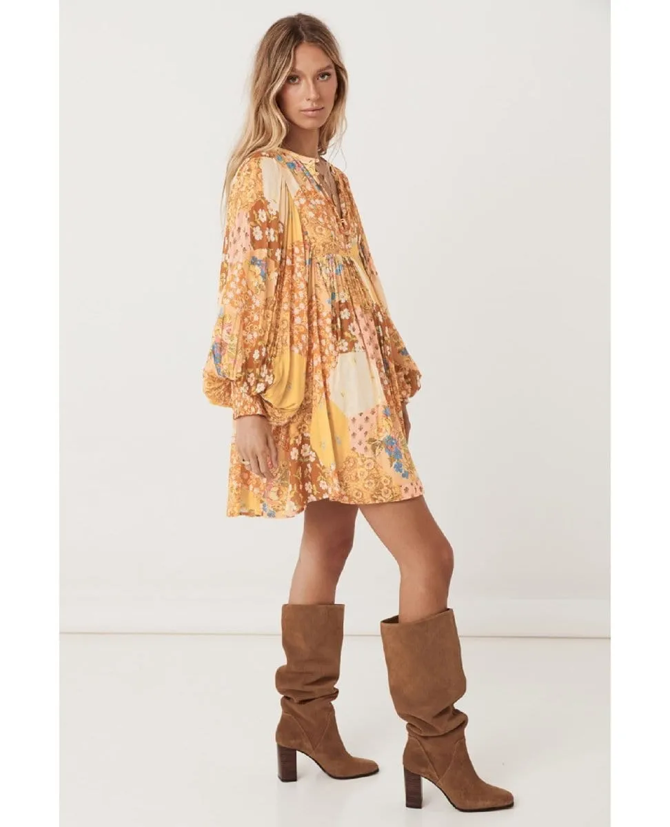 Freda Boho Mini Dress Amber