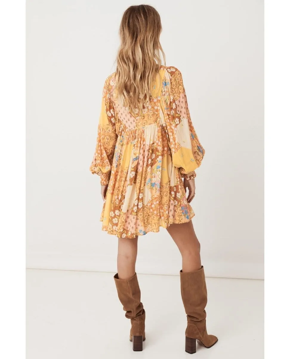 Freda Boho Mini Dress Amber