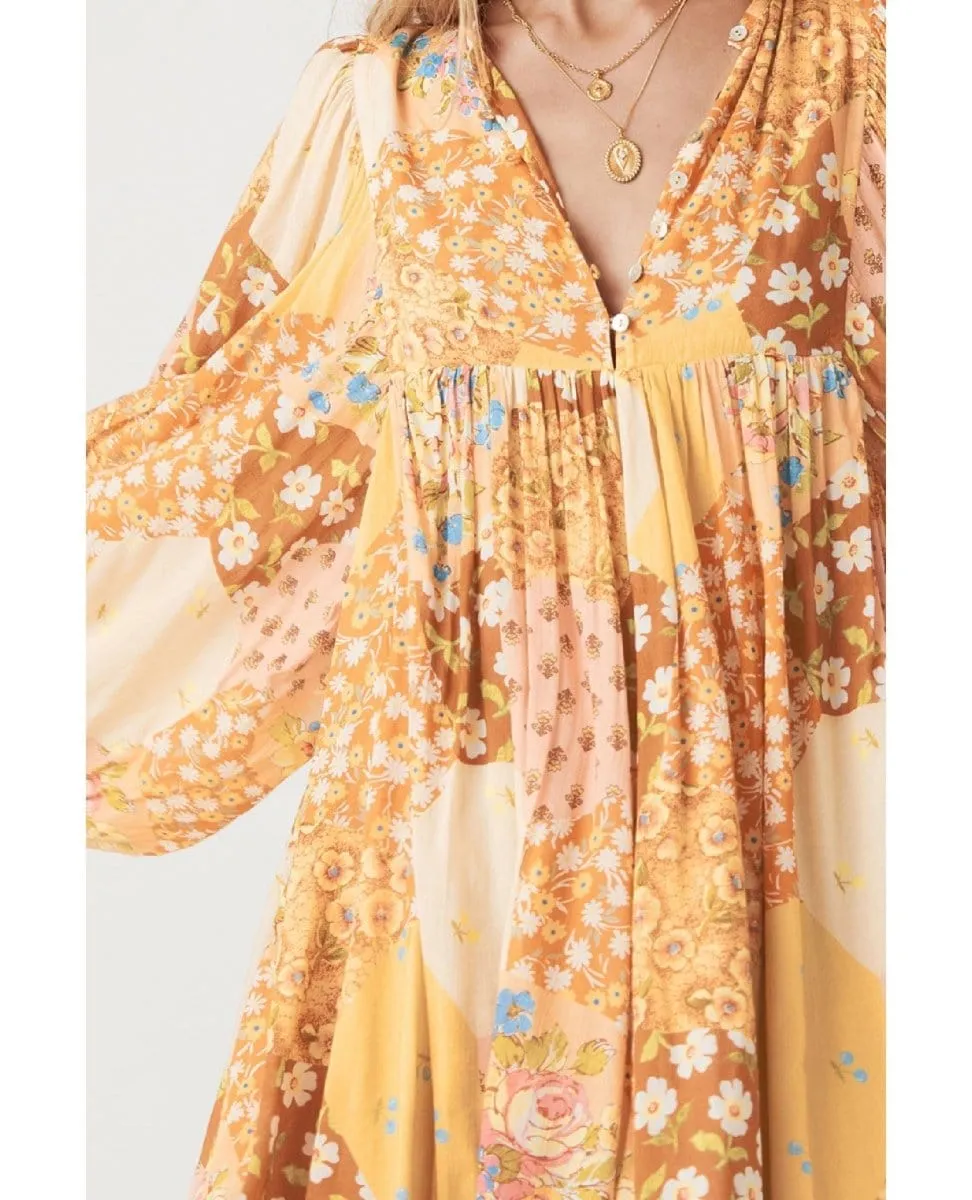 Freda Boho Mini Dress Amber