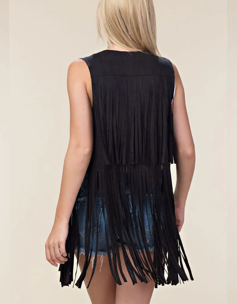 Fringe Forever Vest in Black