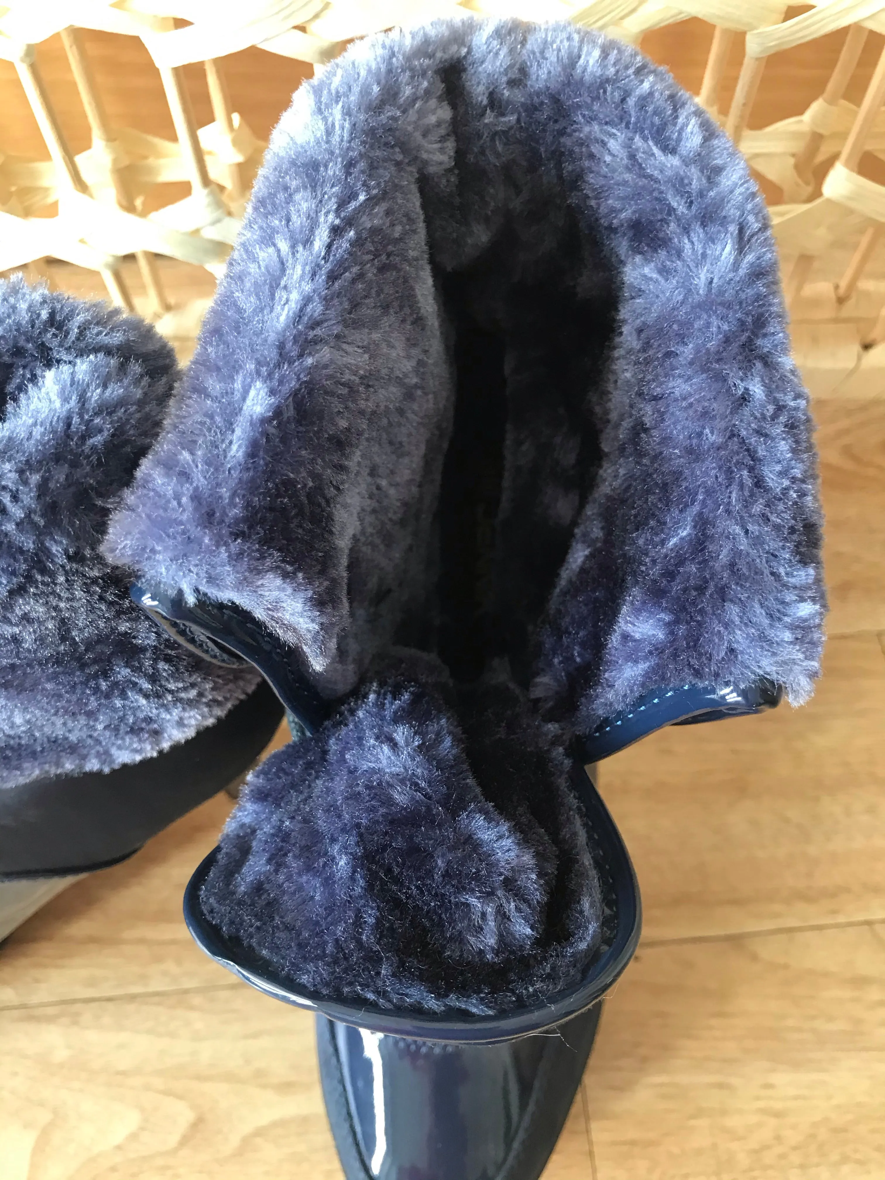 Fur Lined Navy Ankle Boots - REDUCED