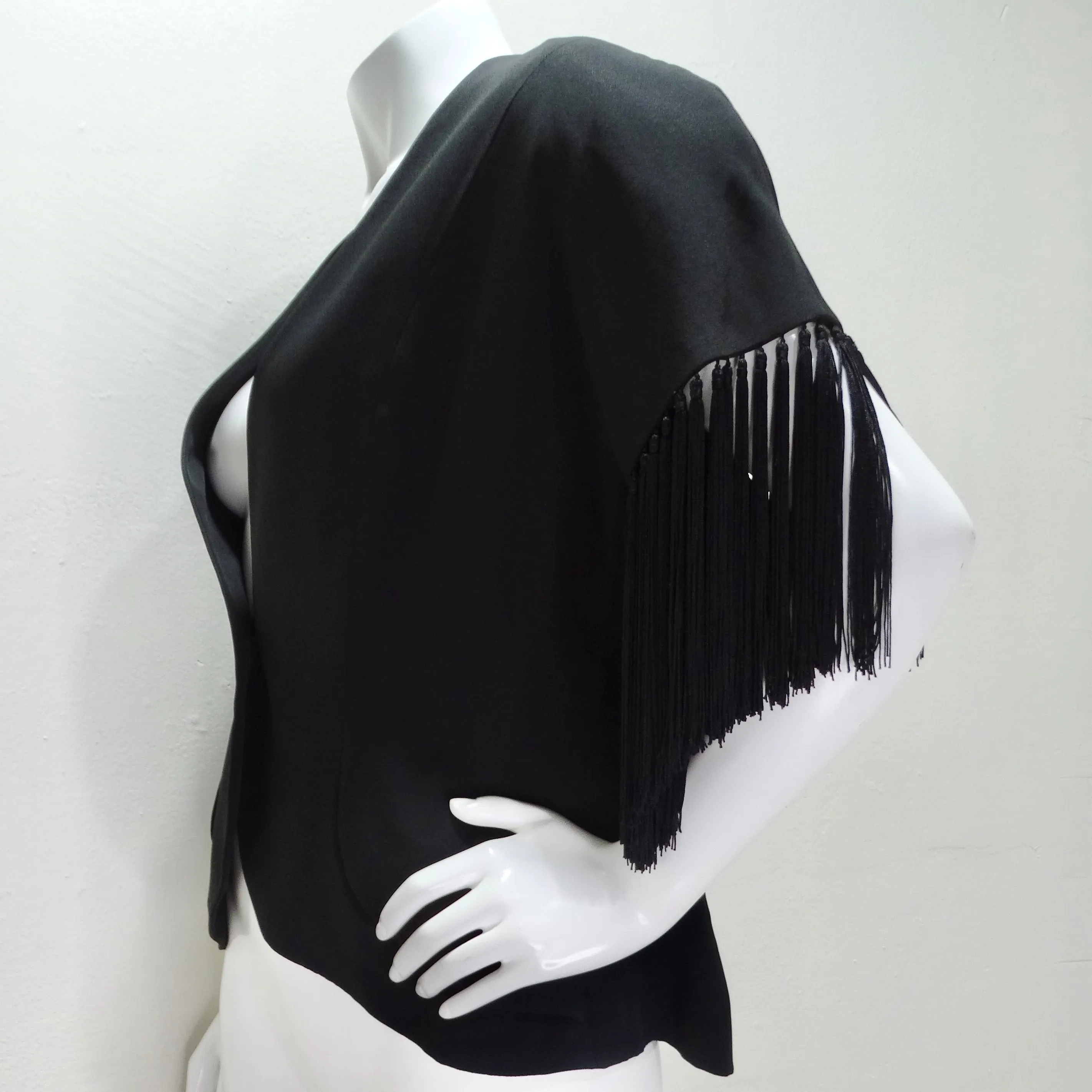 Givenchy 1980s Black Fringe Vest