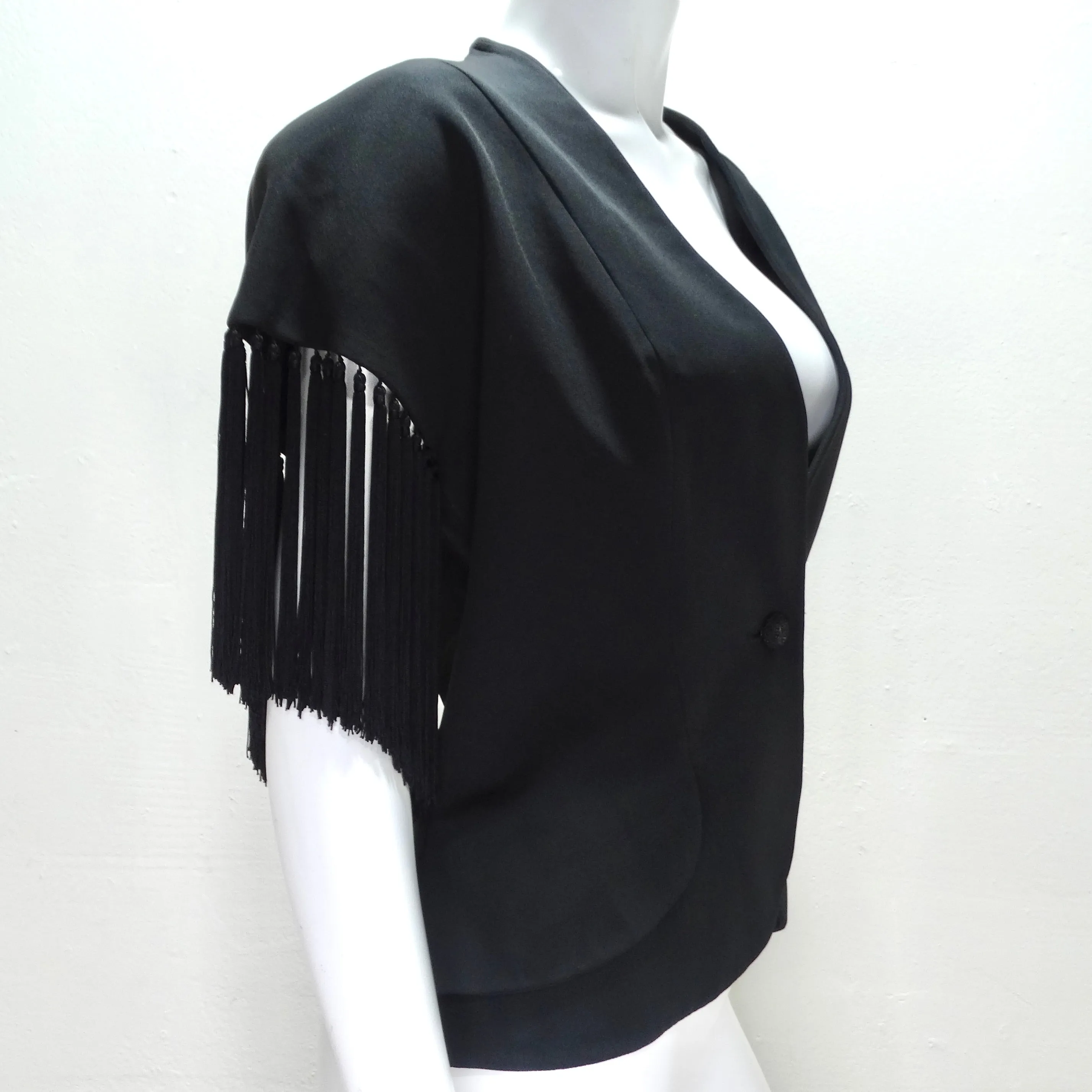 Givenchy 1980s Black Fringe Vest