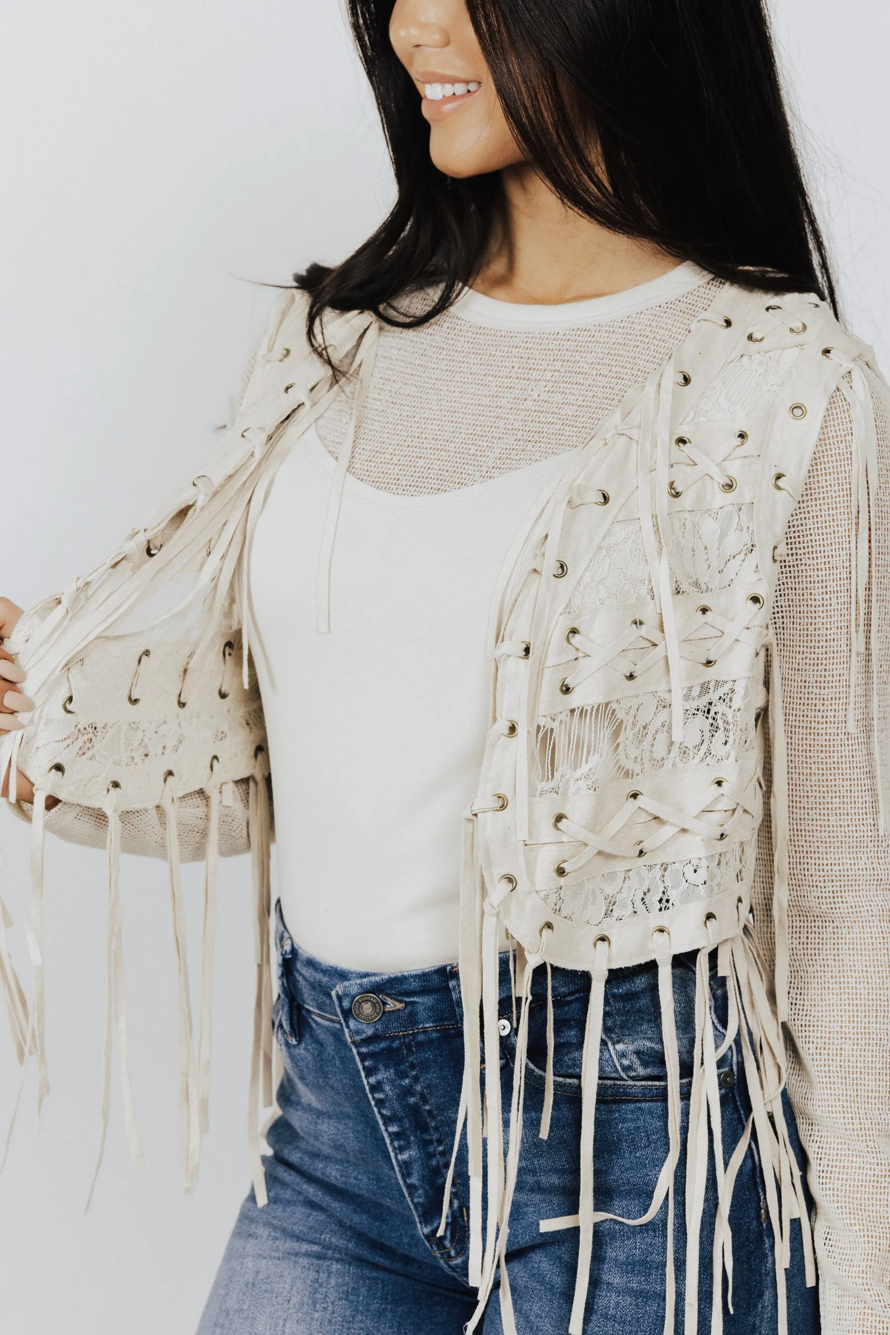 Josie Fringe Lace Vest