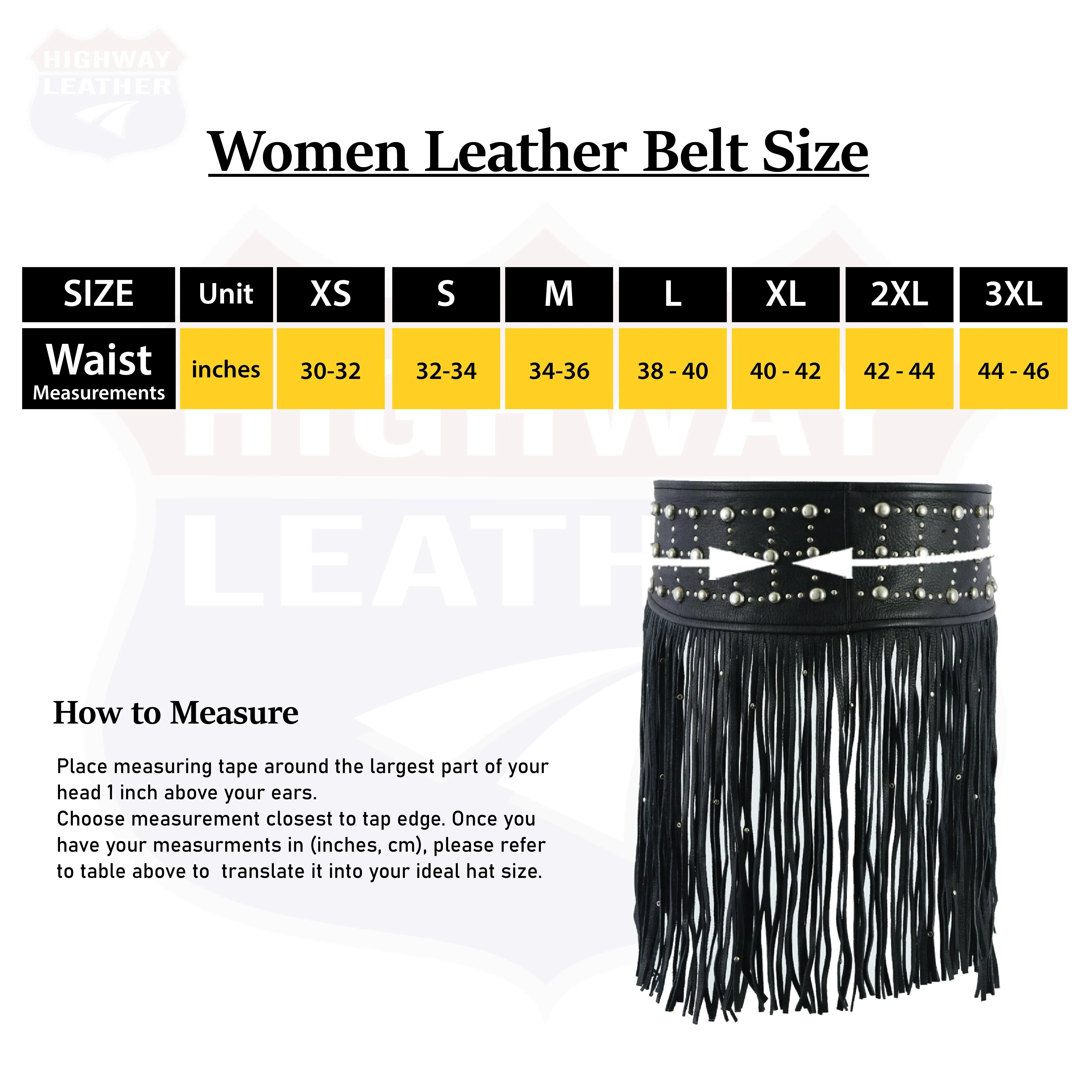 LEATHER TASSEL STUD HIP BELT FOR WOMEN