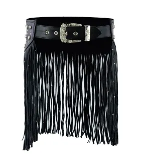 LEATHER TASSEL STUD HIP BELT FOR WOMEN