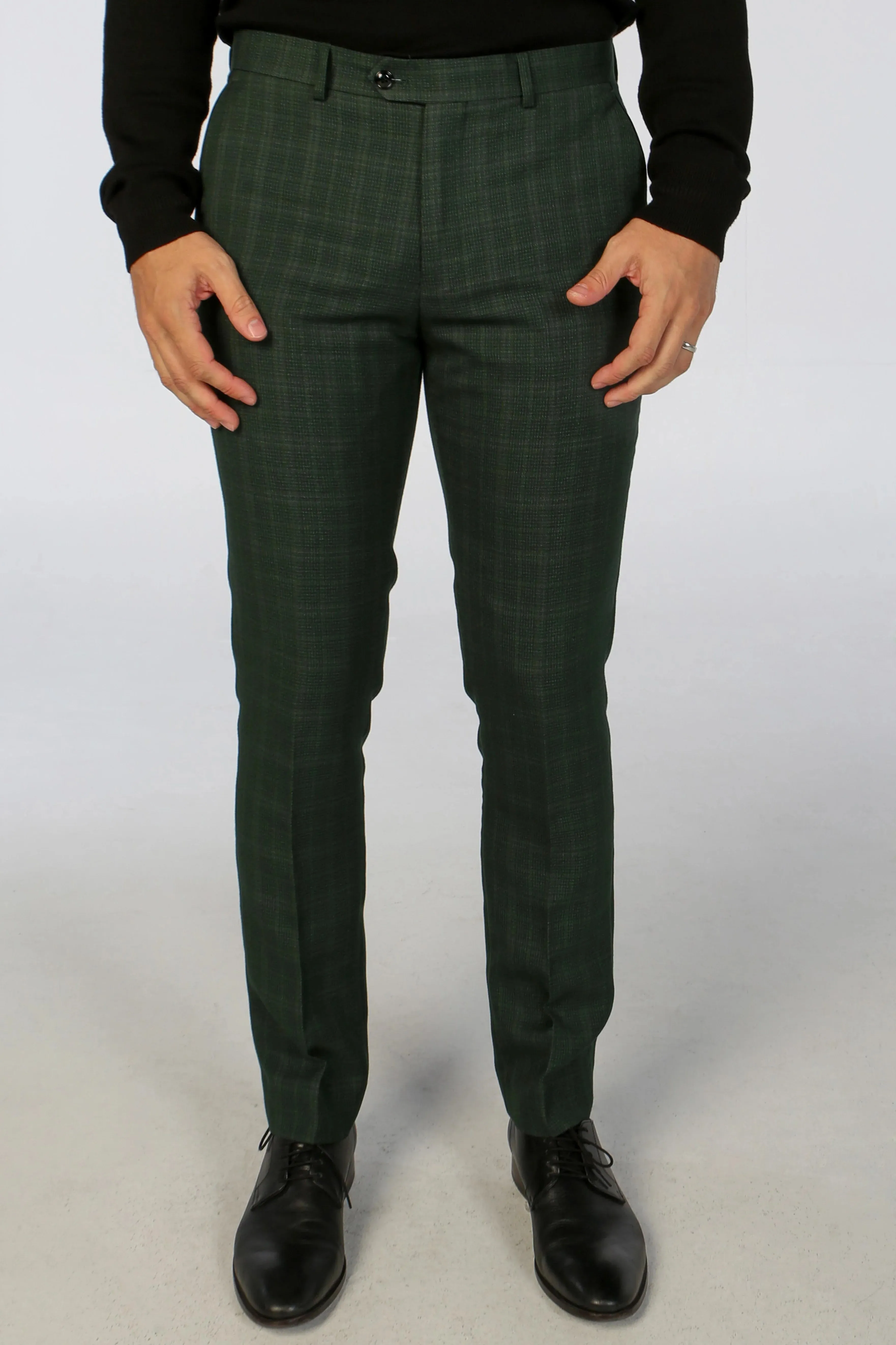 Leo - Men's Green Checked Trousers