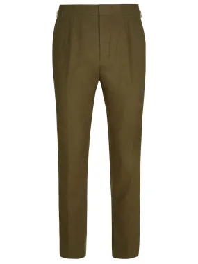 Linen High Waisted Trousers - Green