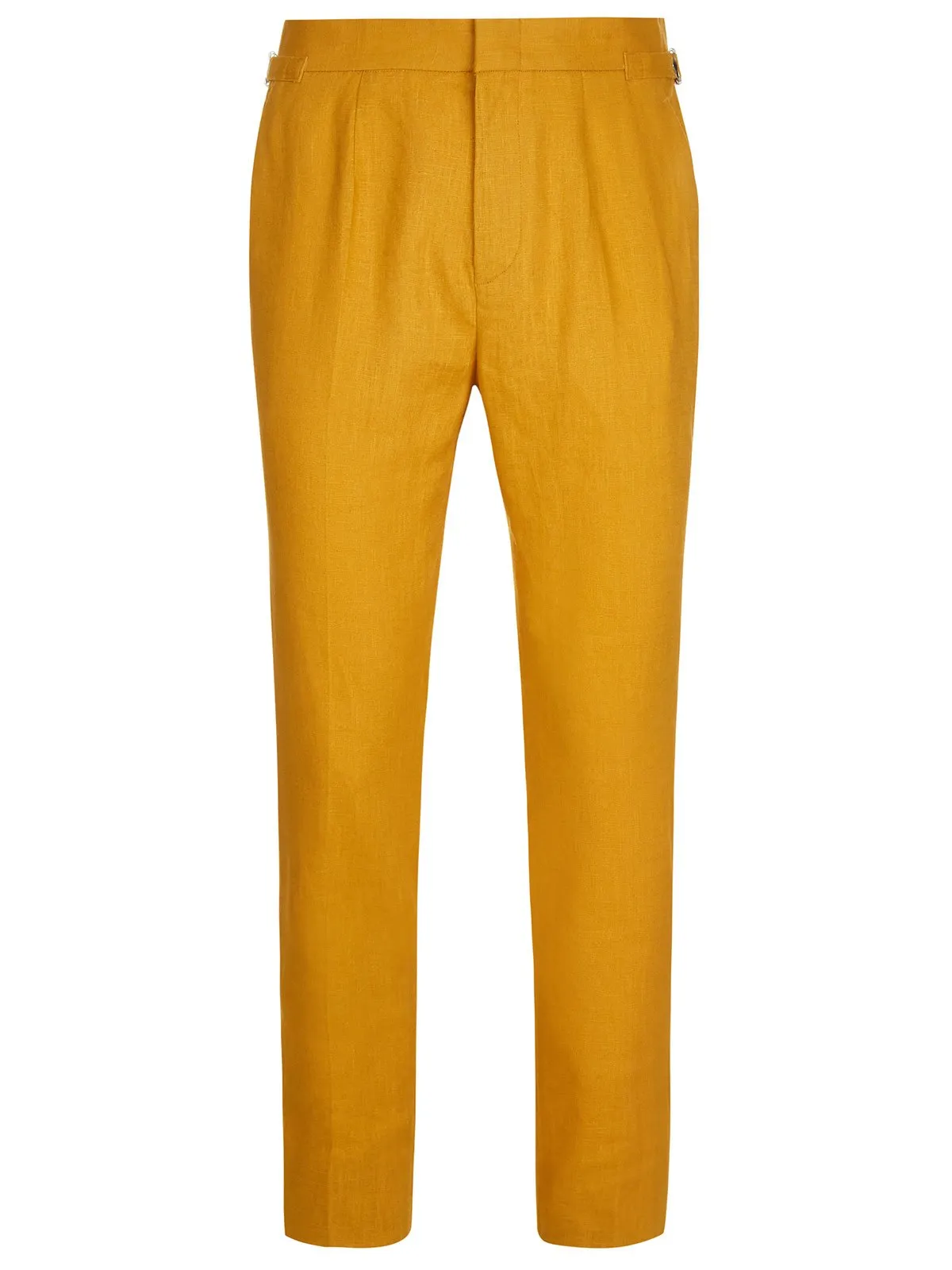 Linen High Waisted Trousers - Mustard