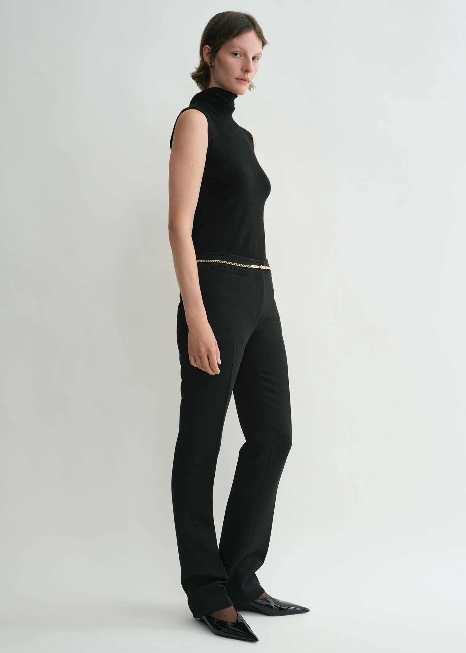 Low-waist cigarette trousers black