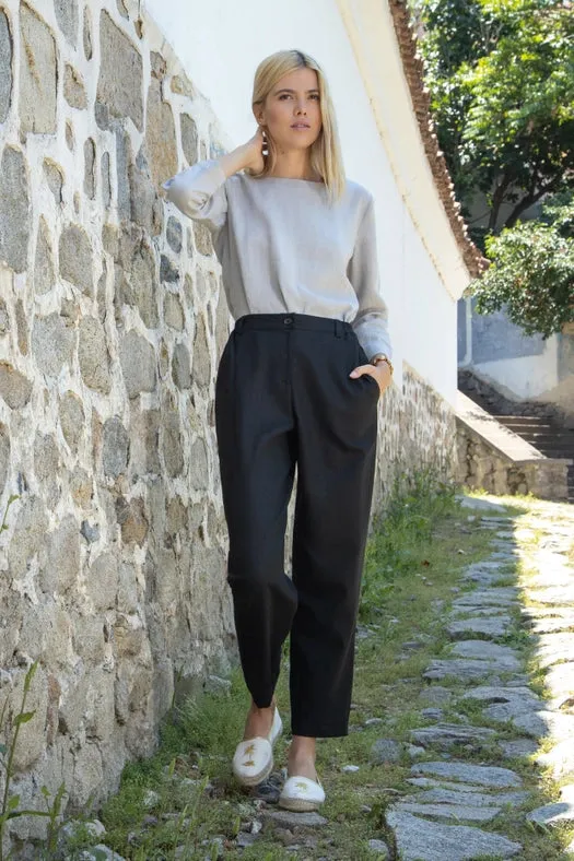 Malmo Linen Tapered Leg Long Trousers