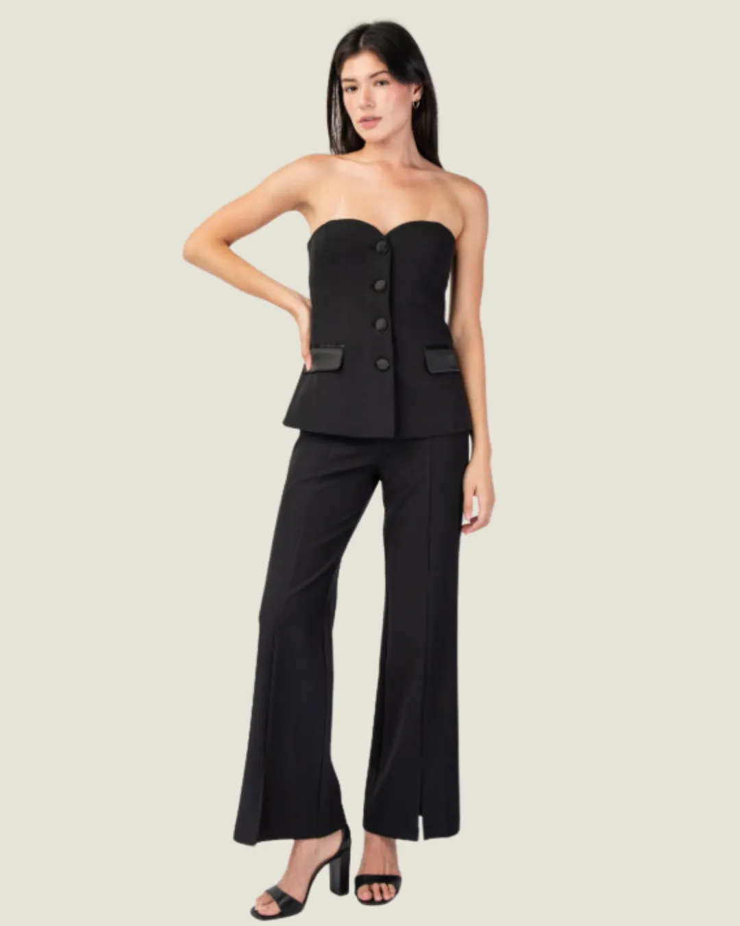 Marie's Fall: Sweetheart Woven Tailored Tube Top with Satin Trim