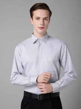 Men's Grey  Formal Pin Stripe Full Sleeve Shirt