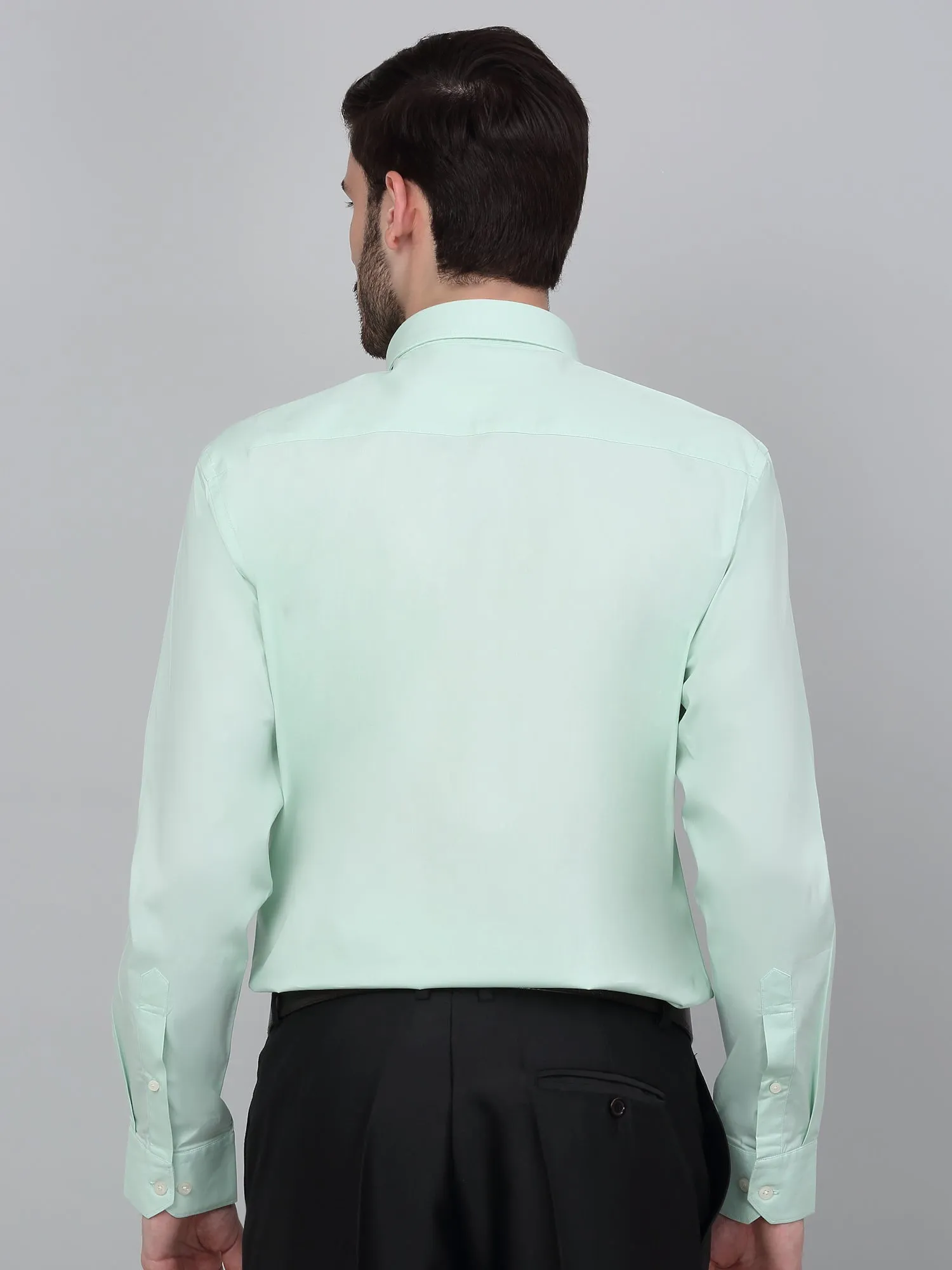 Men's Light Green Solid Full Sleeve Formal Shirt