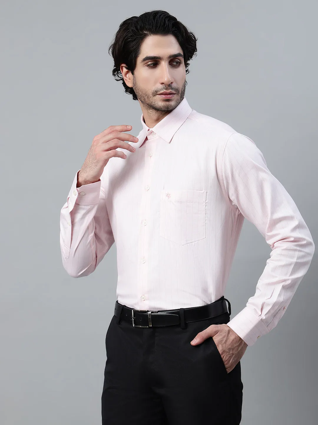 Men's Pink Checkered Full Sleeve Formal Shirt