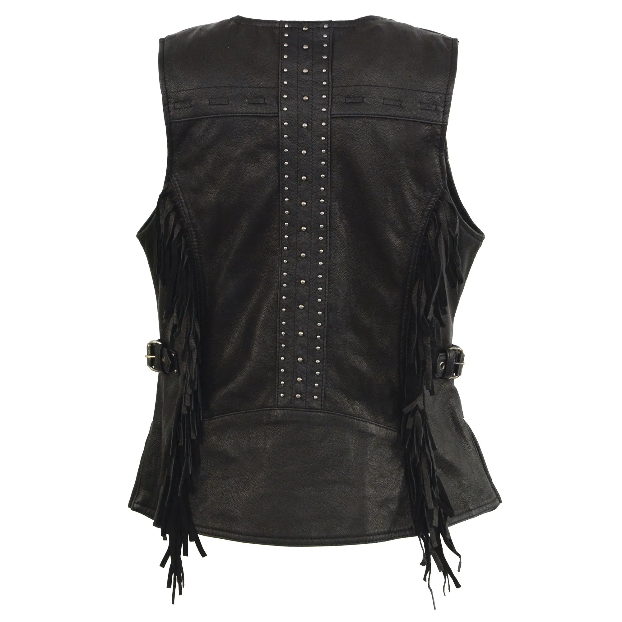 Milwaukee Leather Women’s Black Snap Front Vest w/ Fringe