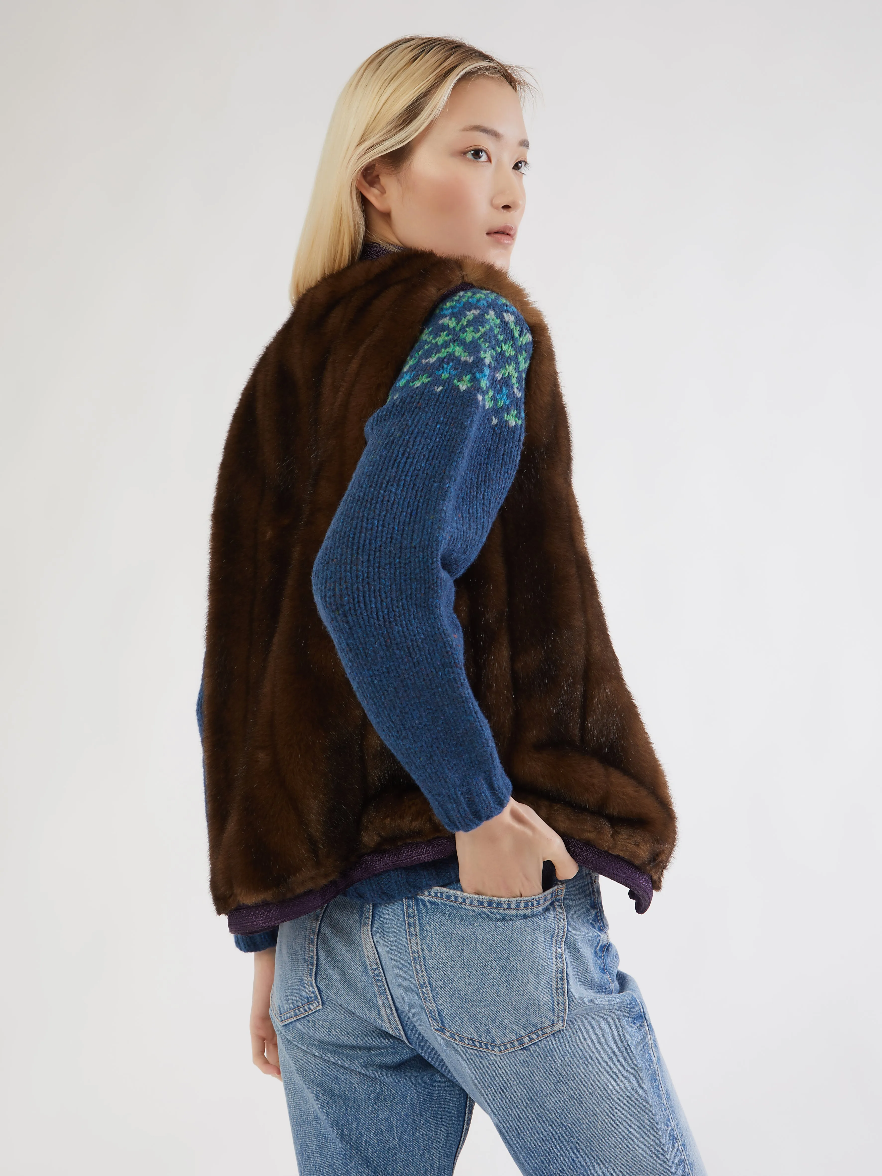 Moroccan faux fur reversible vest