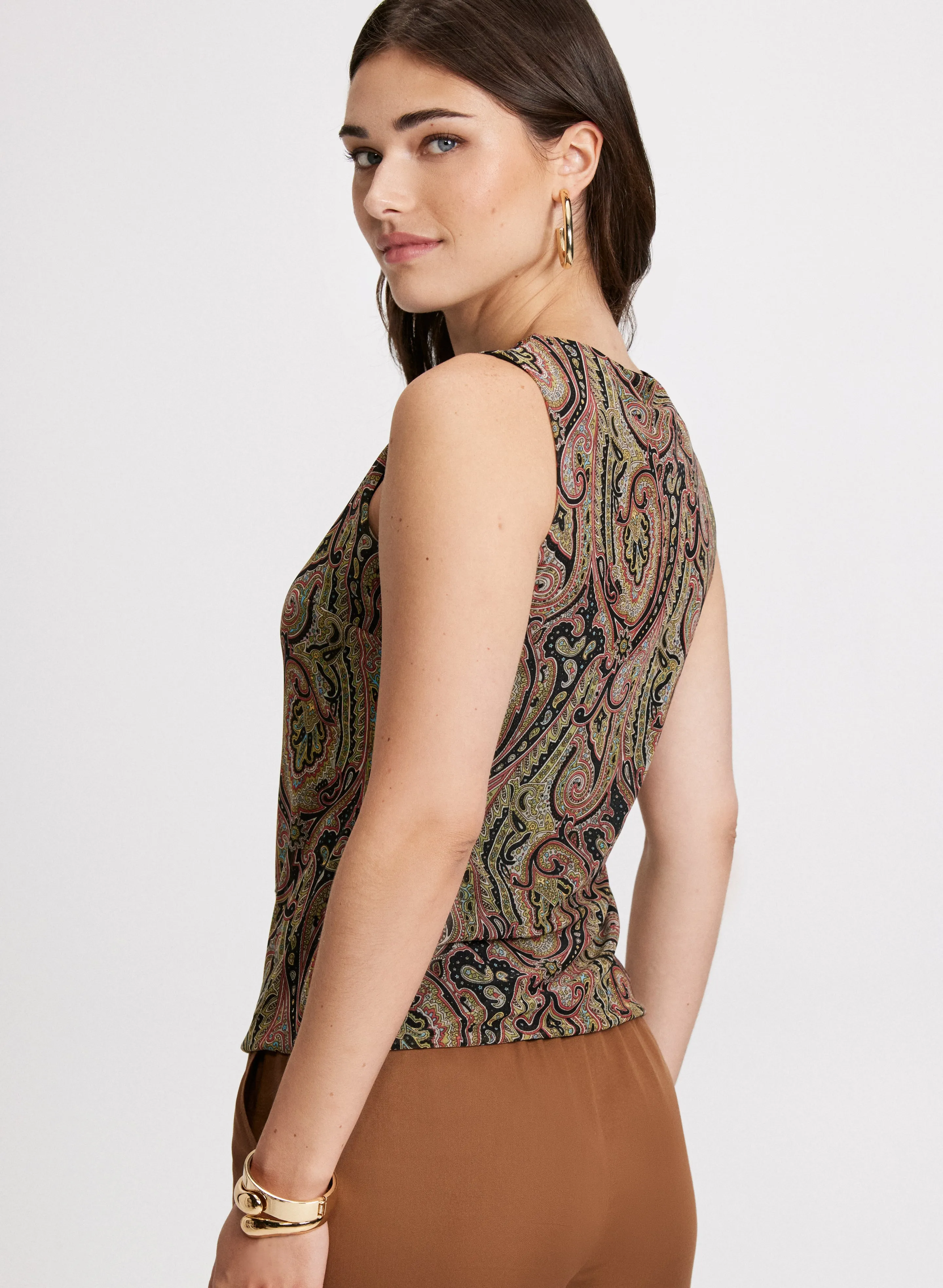 Paisley Print Ruffle Detail Top