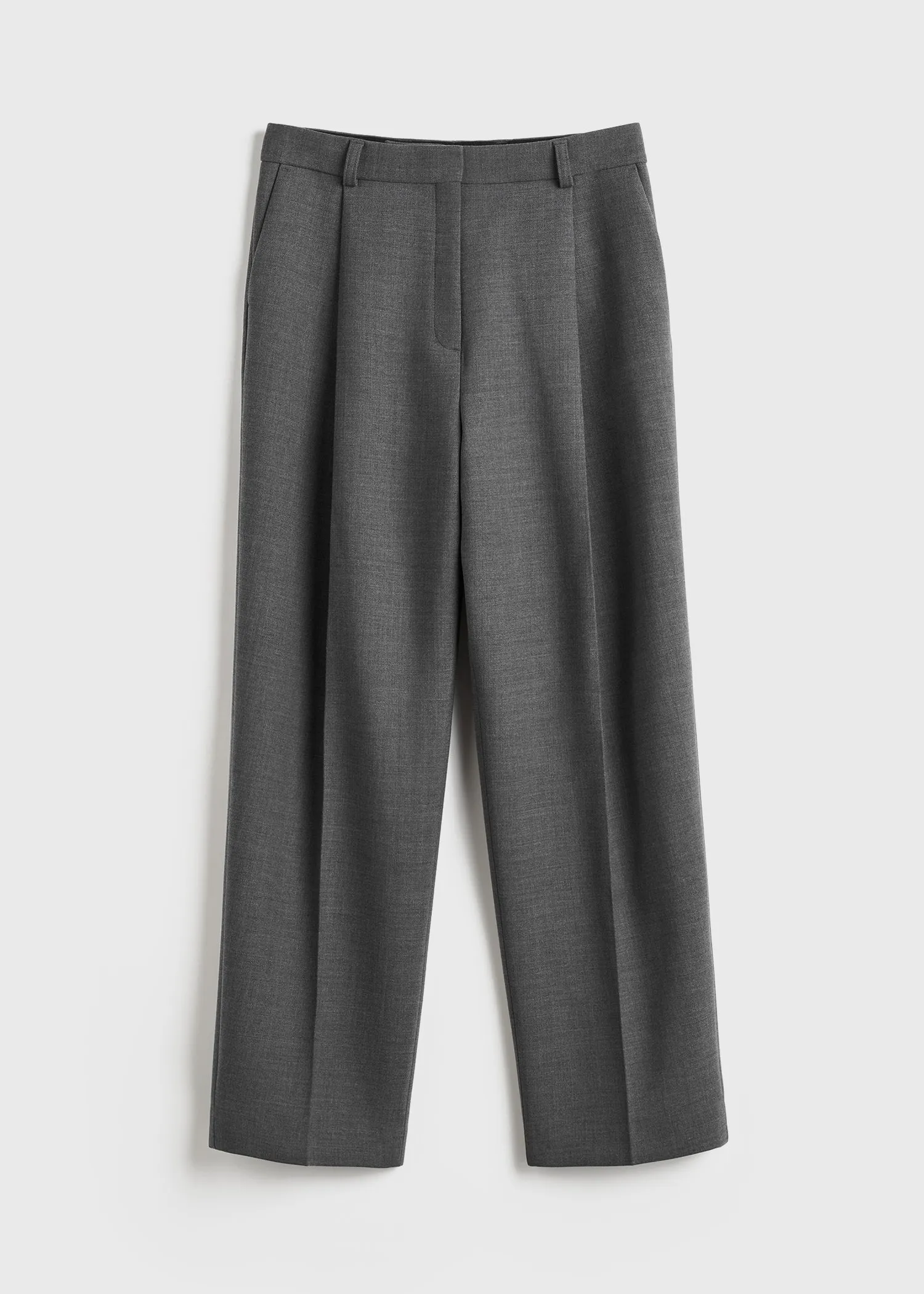 Pleated straight trousers grey melange