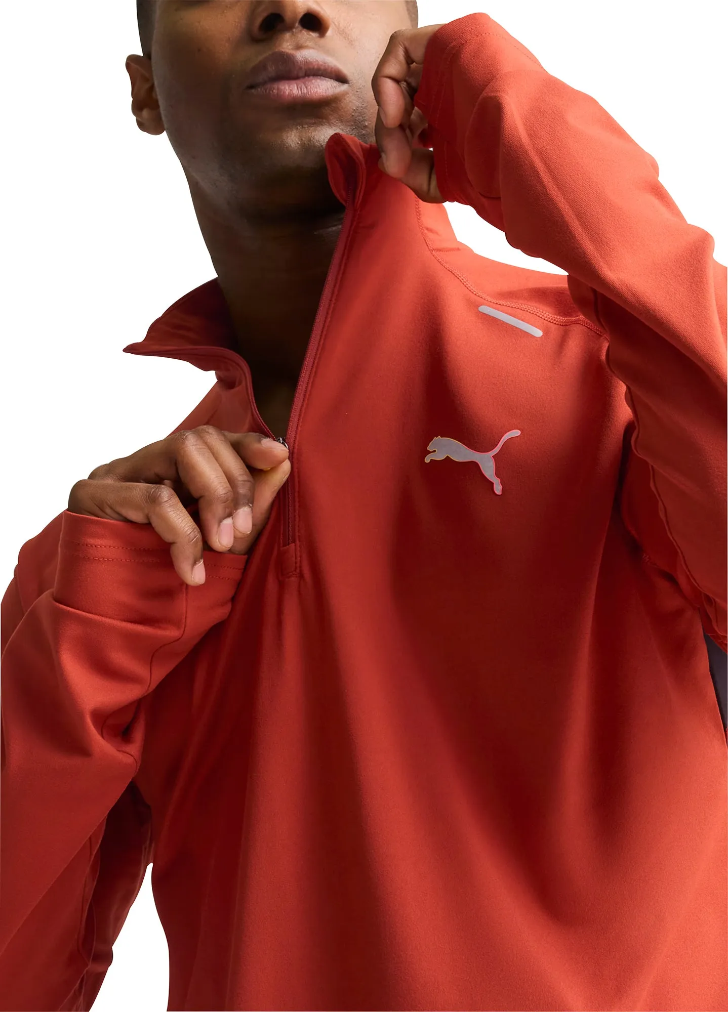 Puma Run Cloudspun Half Zip Long Sleeve Mens Running Top - Red