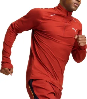 Puma Run Cloudspun Half Zip Long Sleeve Mens Running Top - Red