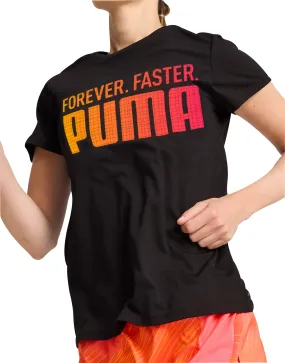 Puma Run Favourite Graphic Short Sleeve Womens Running Top - Black