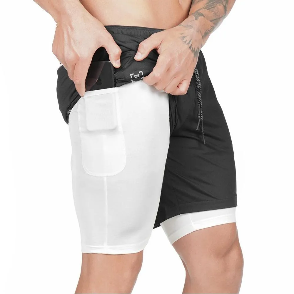 Quick Dry 2-in-1 Gym Running Shorts for Men with Pocket