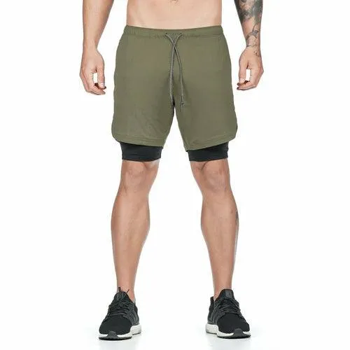 Quick Dry 2-in-1 Gym Running Shorts for Men with Pocket